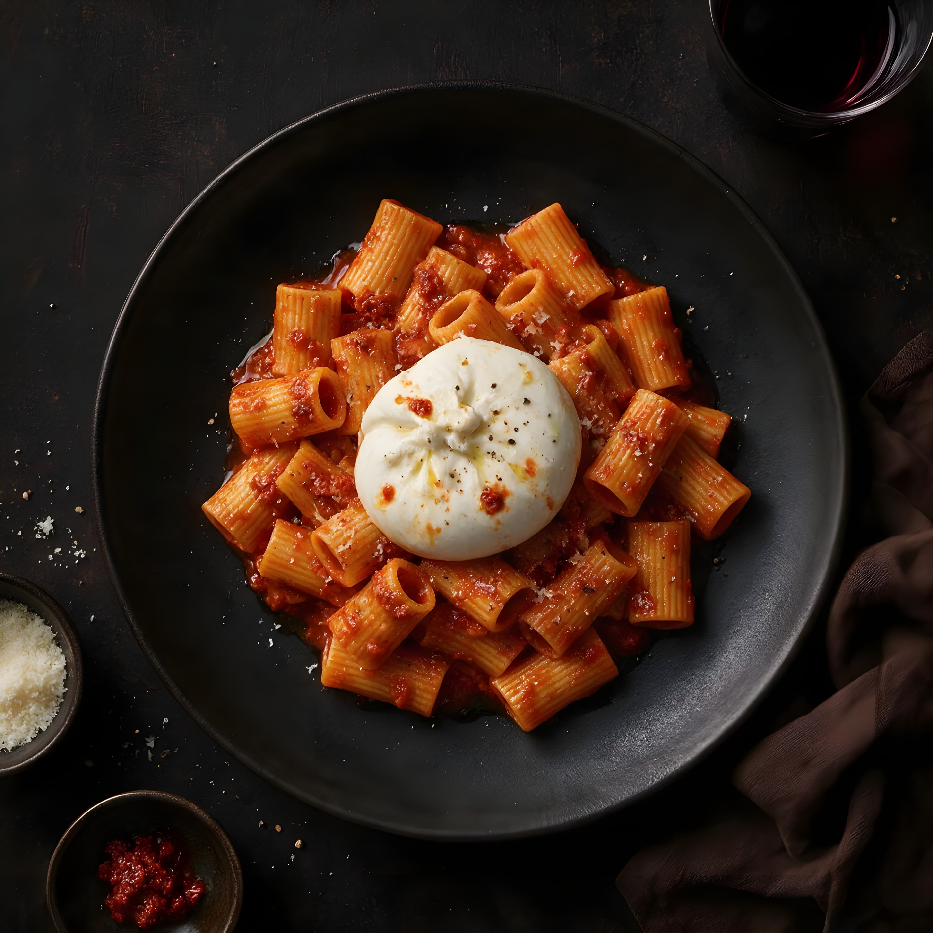 Rigatoni med nduja & burrata