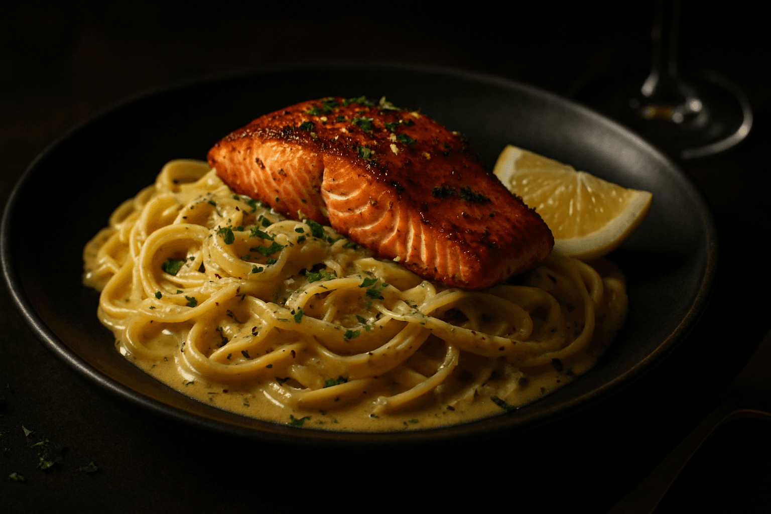 Pasta med laks, sitron & hvitløk