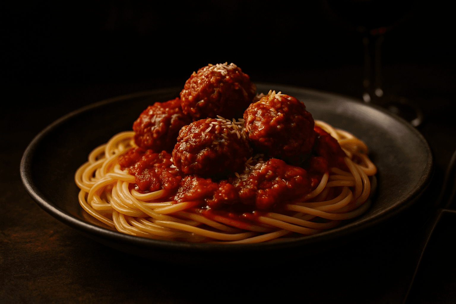 Pasta med kjøttboller i tomatsaus